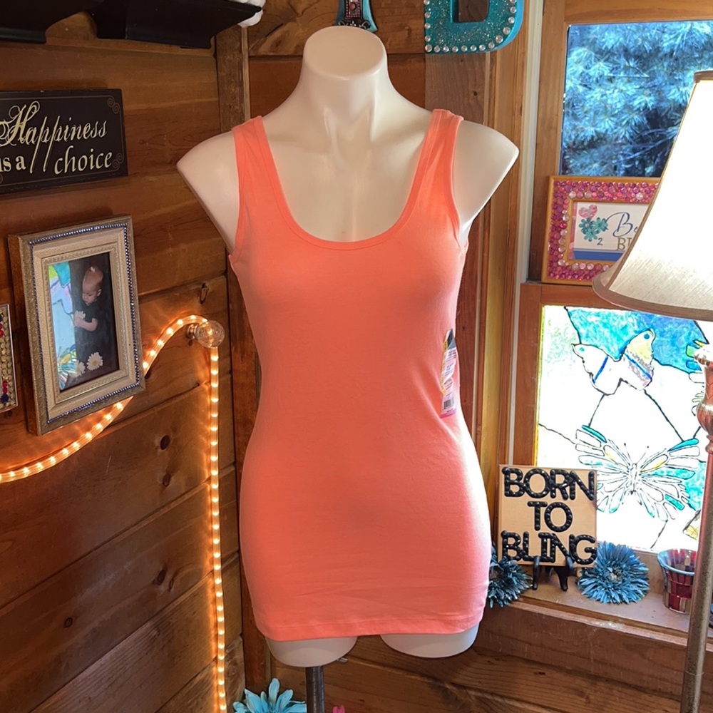 Hot coral peach tank top NWT size L 11-13